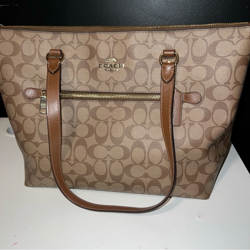 Coach Tan and Brown Signature Tote